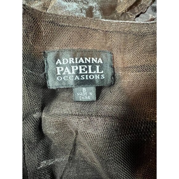 Adrianna Papell Ruched Metallic Gown Dress Size 8 Mermaid Retro Glam Fairy Goth - Picture 2 of 9